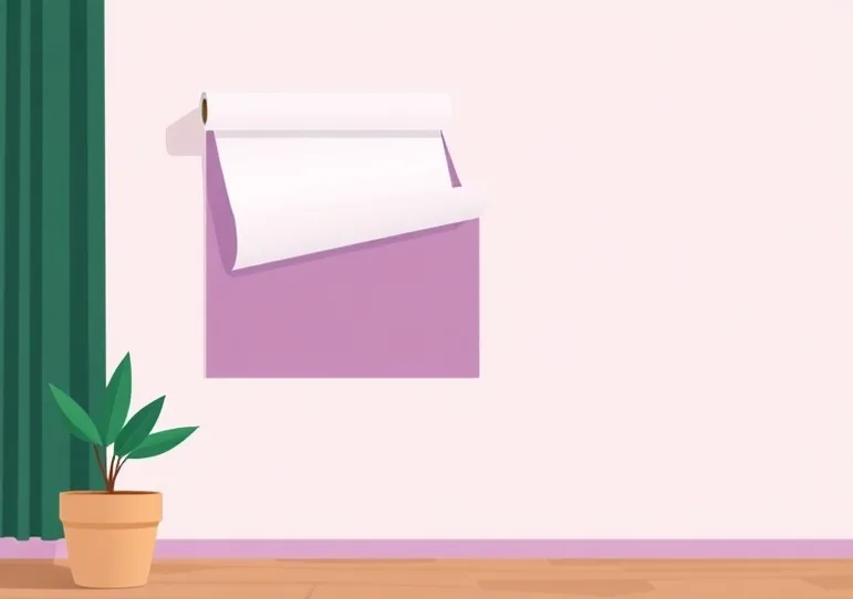 Pose de papier peint, rouleau et brosse à maroufler